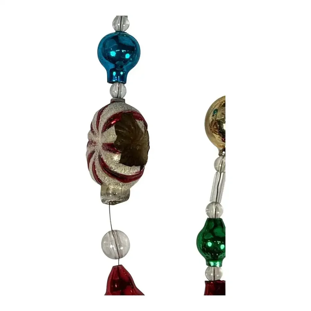 Thomas Pacconi 104” Santa & Peppermint Blown Mercury Glass Christmas Garland